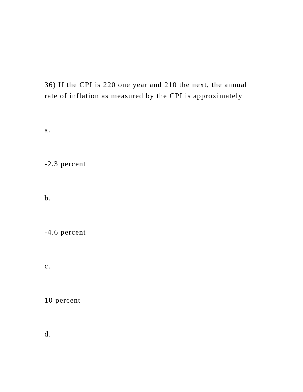 36) If the CPI is 220 one year and 210 the next, the annual ra.docx_d4awexq9hg8_page2