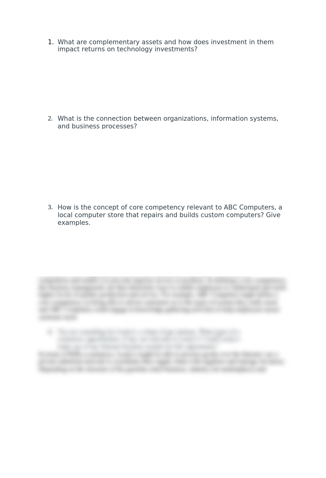 What are complementary assets and how does investment in them impact returns on technology investmen_d4b14leyc8j_page1