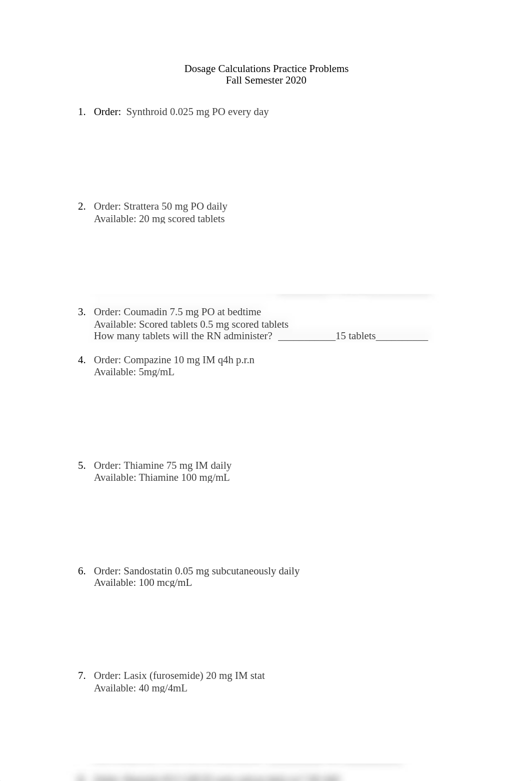 RNSG 2262 Dosage Calculations Practice Problems Fall 8A 2020 Key.docx_d4b6ldcyitj_page1