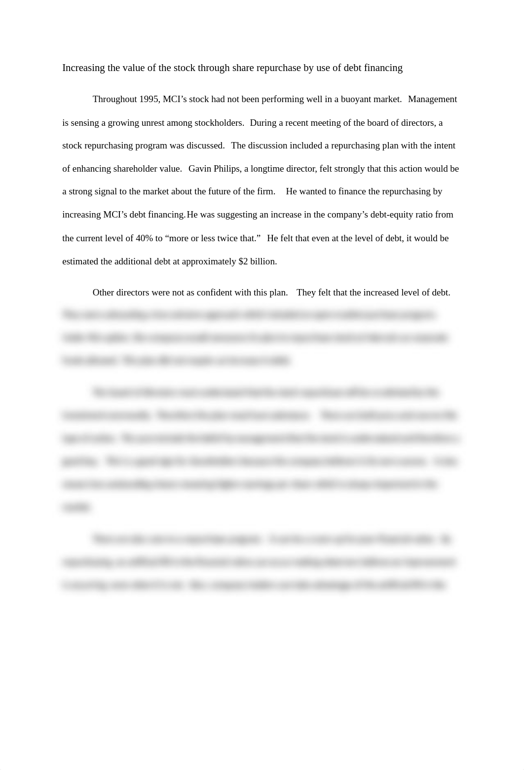 Increasing the value of the stock through share repurchase by use of debt financing_d4clh8q84os_page1