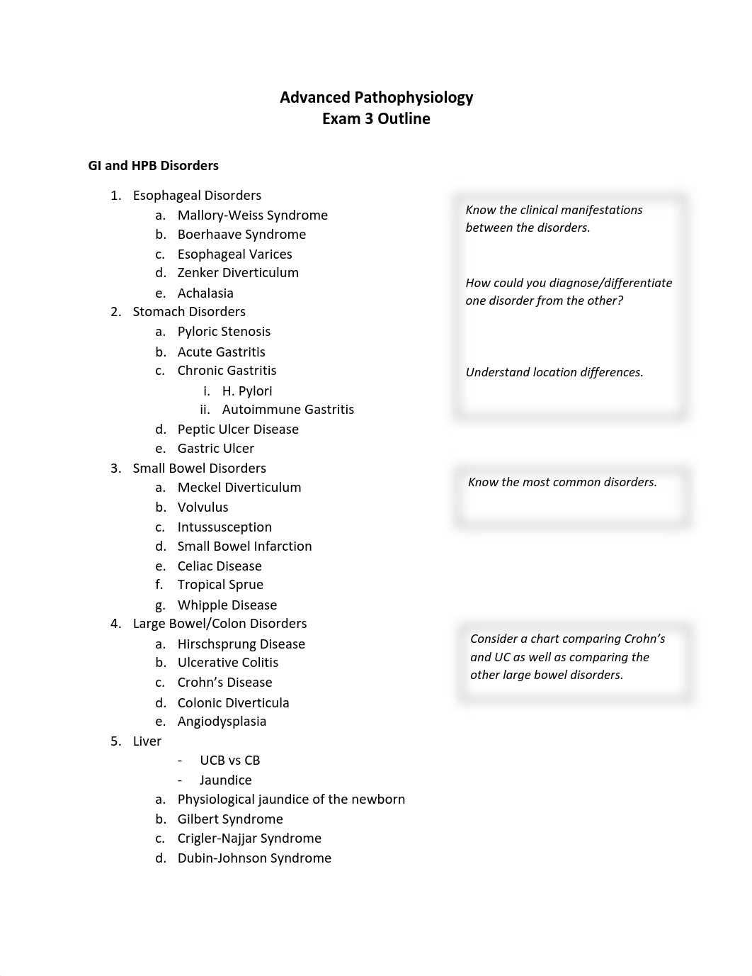 Advanced Pathophysiology Topic Outline for Exam 3.pdf_d4cqey1g6ew_page1