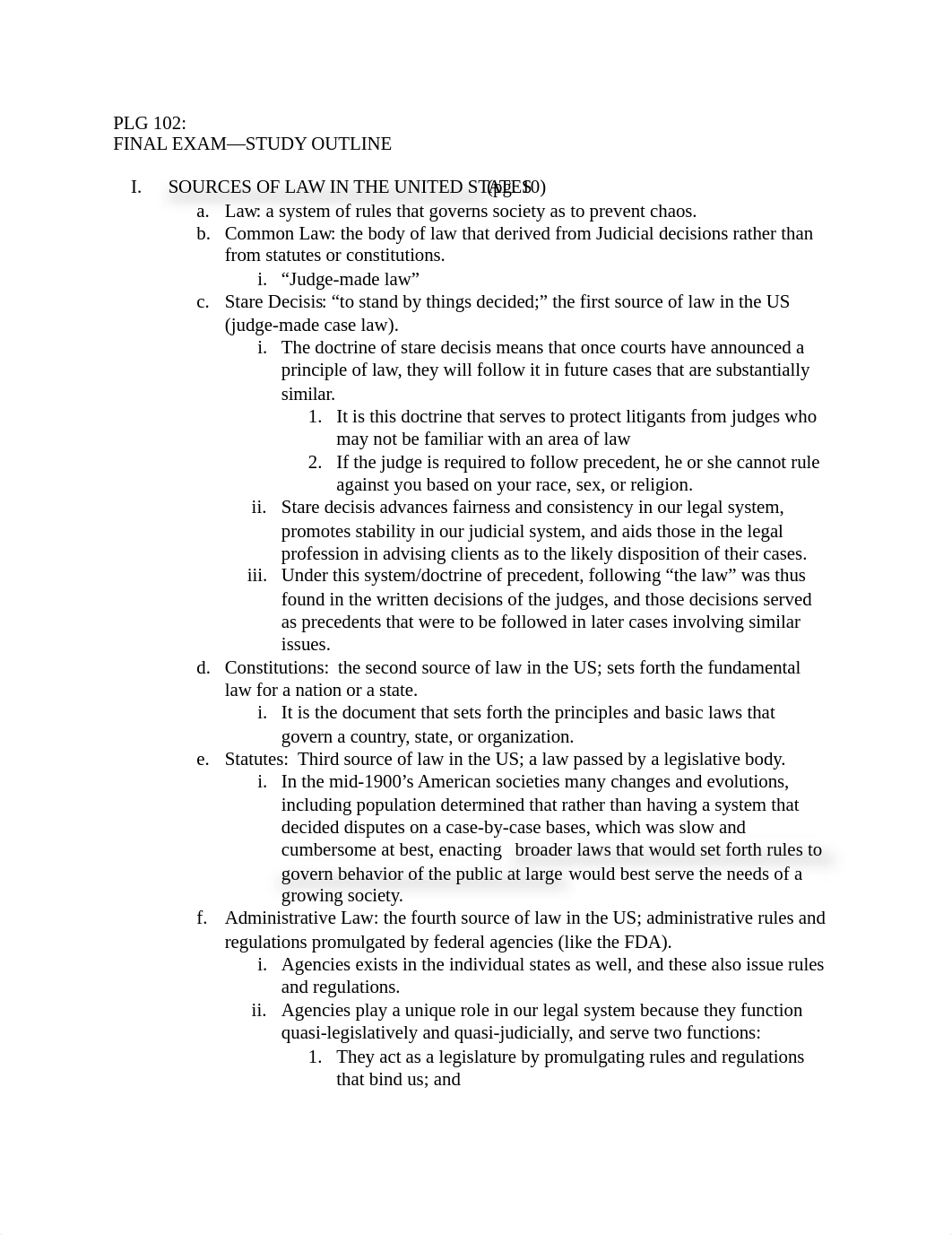 PLG 102 FINAL EXAM STUDY OUTLINE.docx_d4d1pf2fxw1_page1