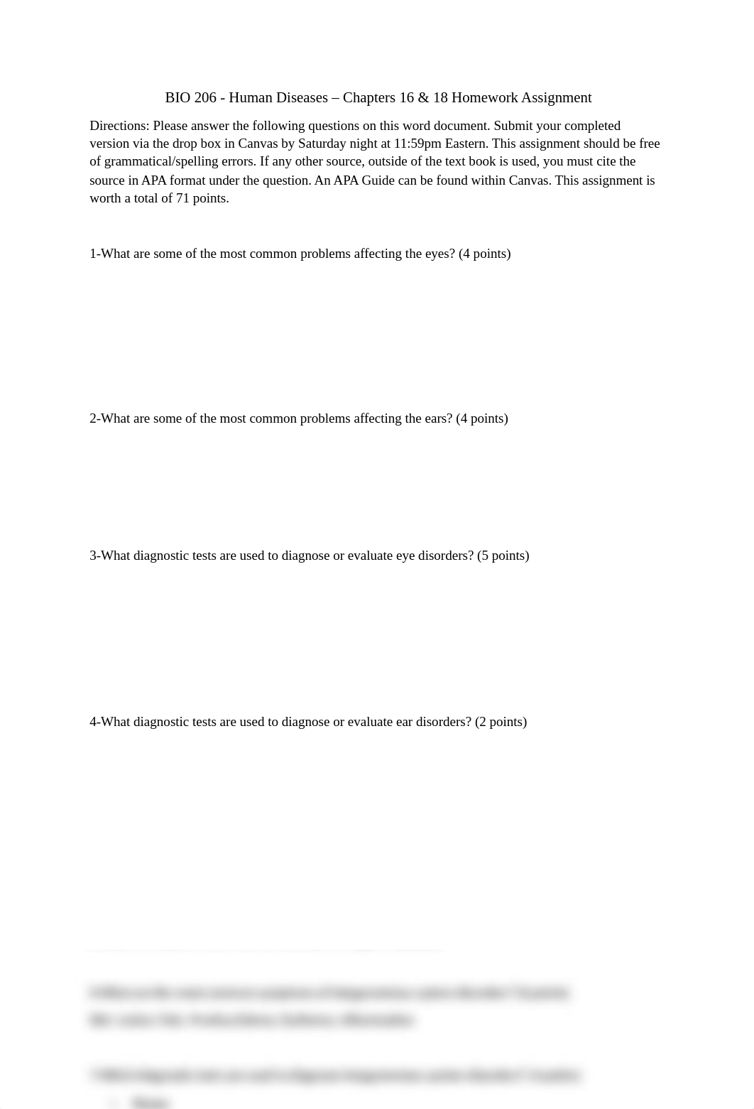 BIO 206 - Week 3 - Chapters 16 & 18 Homework Assignment .docx_d4d48v2xtu0_page1