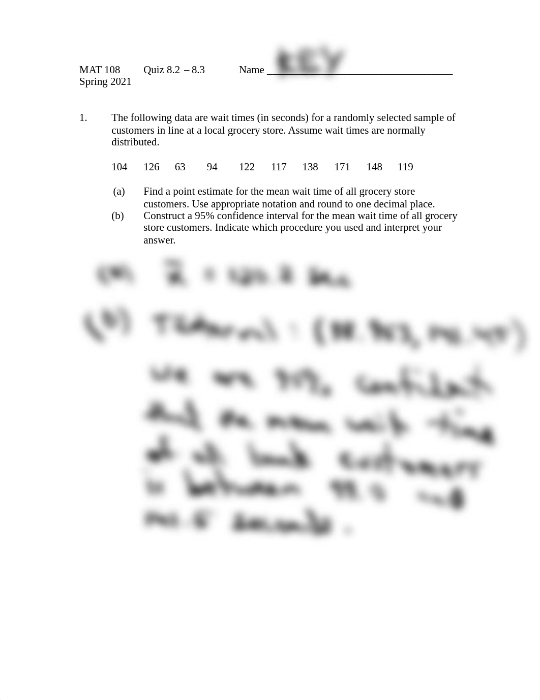 MAT 108 Quiz 8.2-8.3 Spring 2021 (Key)(1).pdf_d4dw1ddtnk6_page1