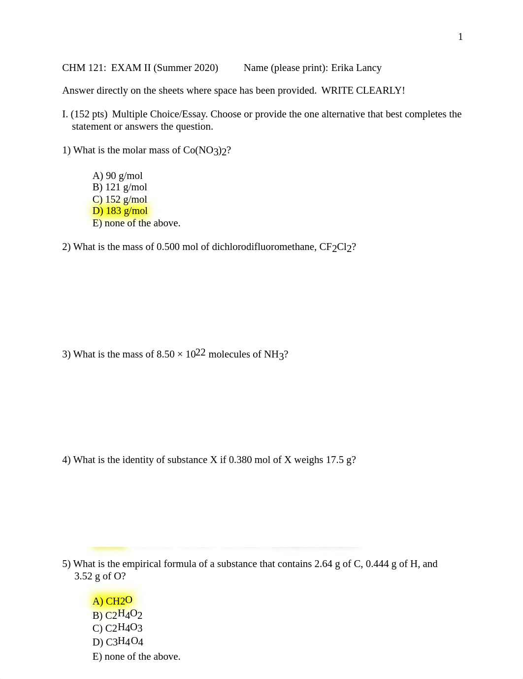 CHM1 Exam II (Summer 2020).docx_d4eiknzcq5f_page1