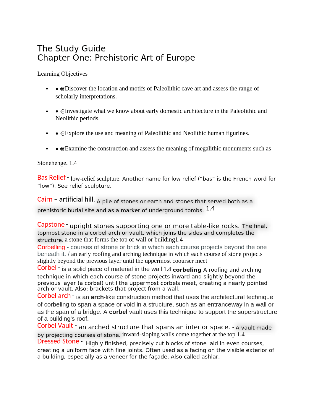 Study Guide:Test 1 Art History.docx_d4eipwqiel1_page1