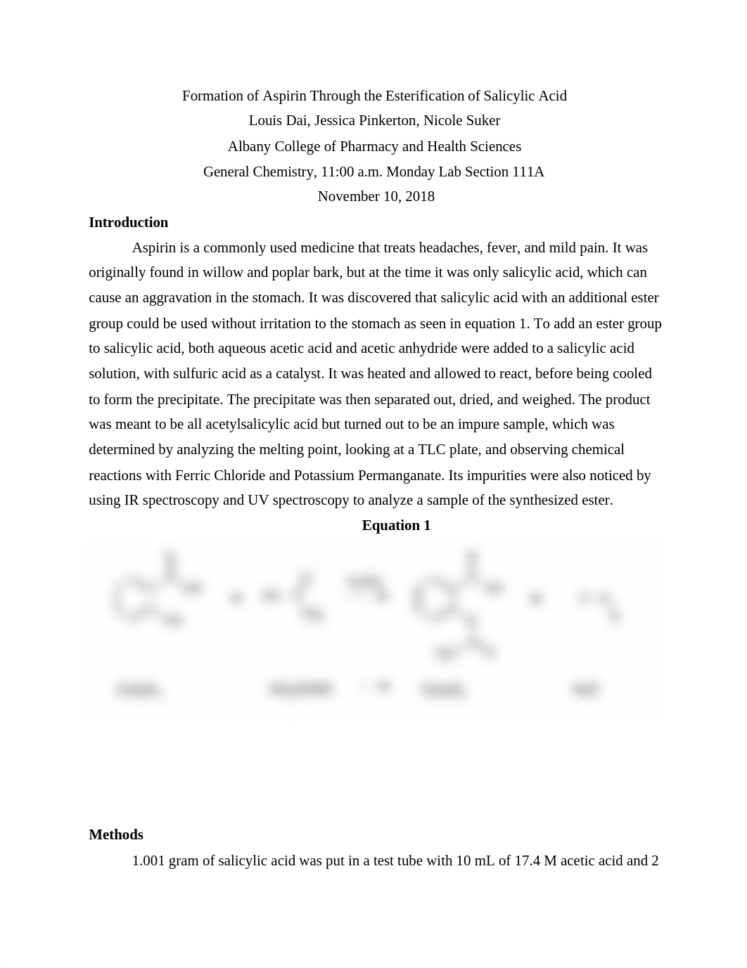 Synthesis of Asprin Lab Report_d4eoyb9wz97_page1