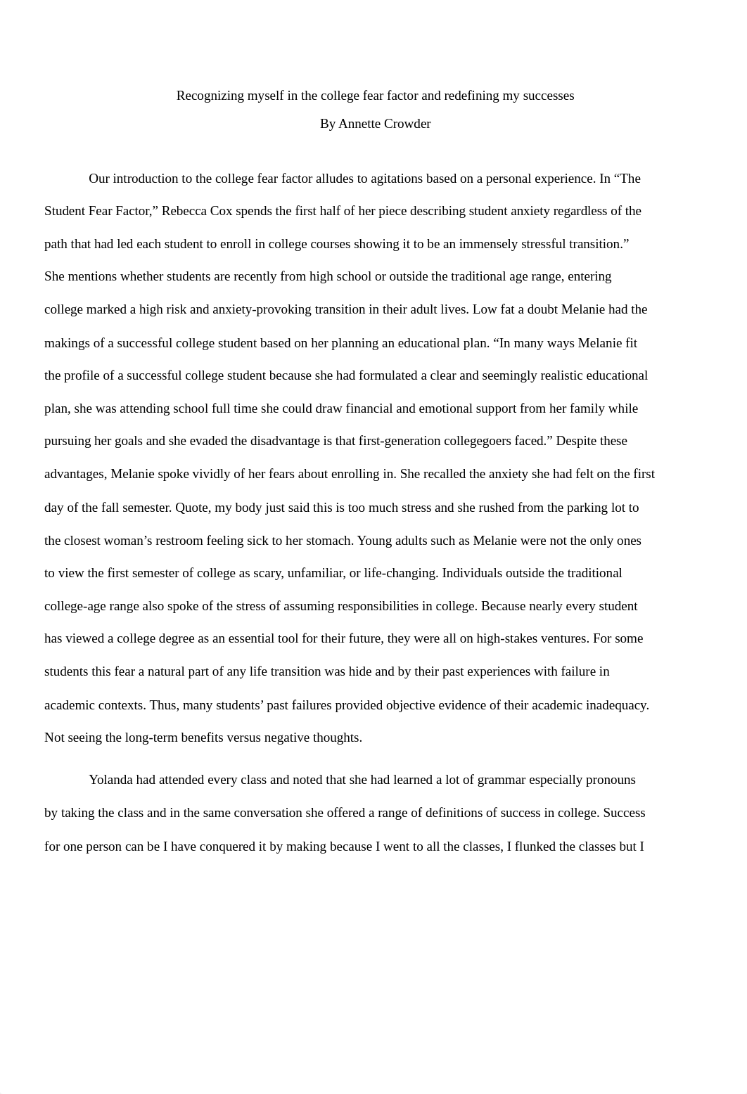 The College Fear Factor Chapter Summary Two.docx_d4fevrawg5h_page1