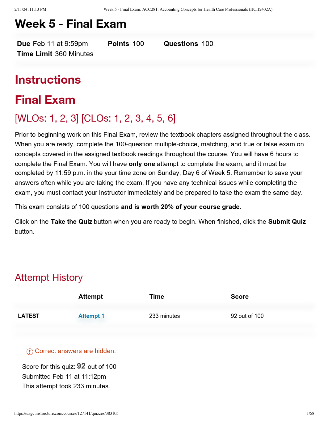 Week 5 - Final Exam_ ACC281_ Accounting Concepts for Health Care Professionals (HCH2402A).pdf_d4ffc59q345_page1