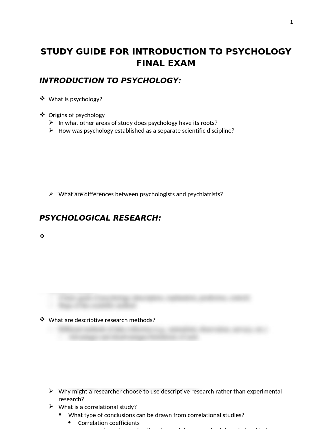 Introduction to Psychology Study Guide for Final Exam.docx_d4gmb66jesk_page1