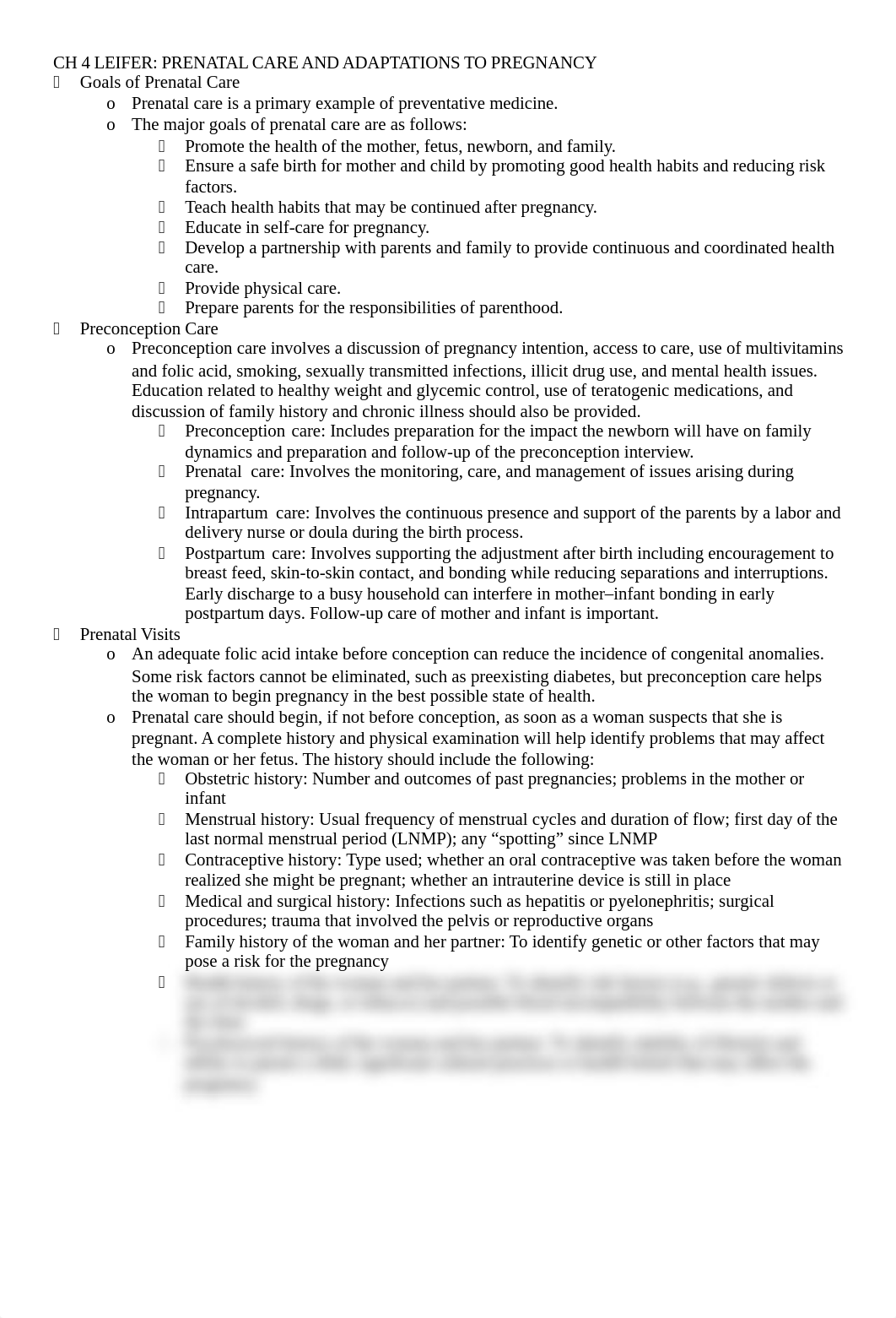 CH 4 LEIFER PRENATAL CARE AND ADAPTATIONS TO PREGNANCY.docx_d4gplopwkxu_page1