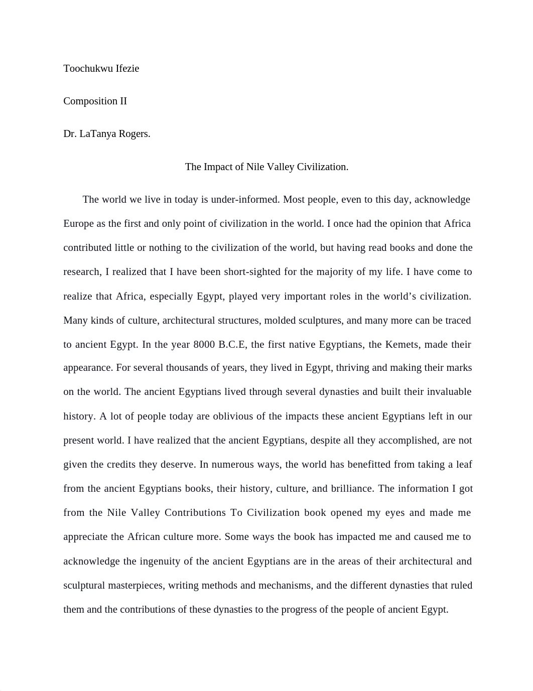 The Impact of Nile Valley Civilization Essay 1 Revised.docx_d4gzb48wp9b_page1