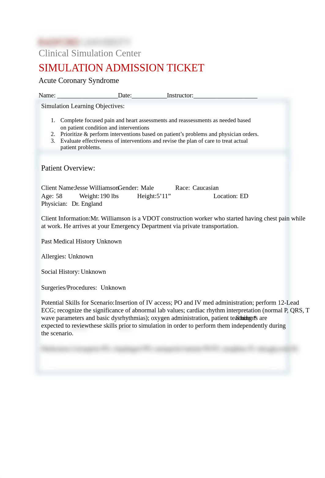 SIMULATION ADMISSION TICKET with CRA Chest Pain .docx_d4h629bxkzo_page1