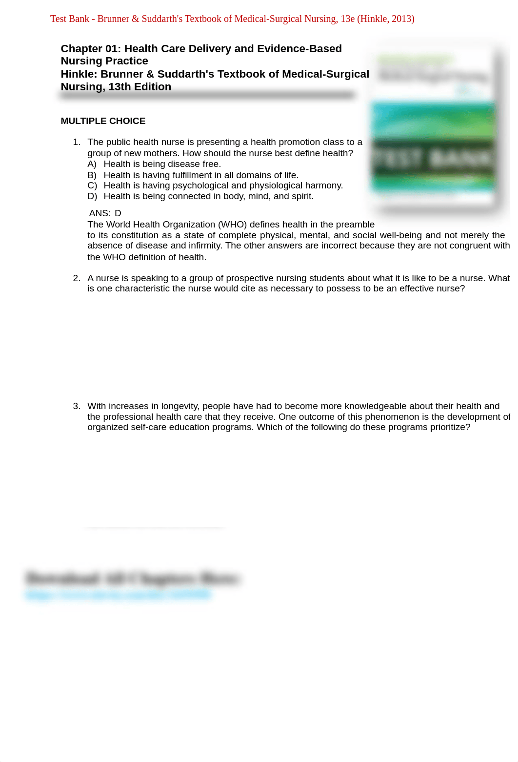 A+ULTIMATE GUIDE Test Bank Brunner and Suddarth's Textbook of Medical-Surgical Nursing, 13th Edition_d4hzk0gnvza_page1