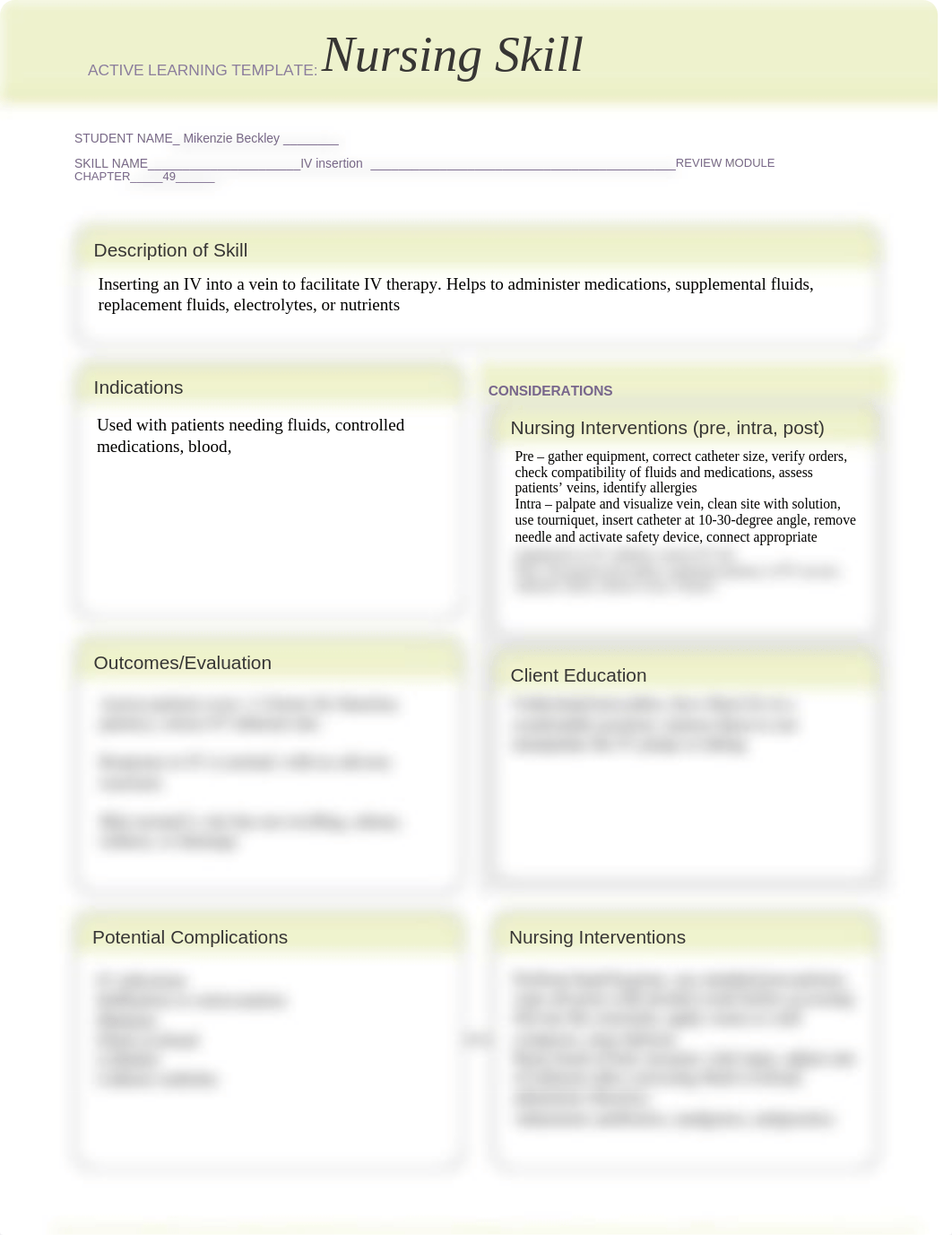 IV insertion Nursing Skill Sheet- beckley .docx_d4i1zz8n9d1_page1