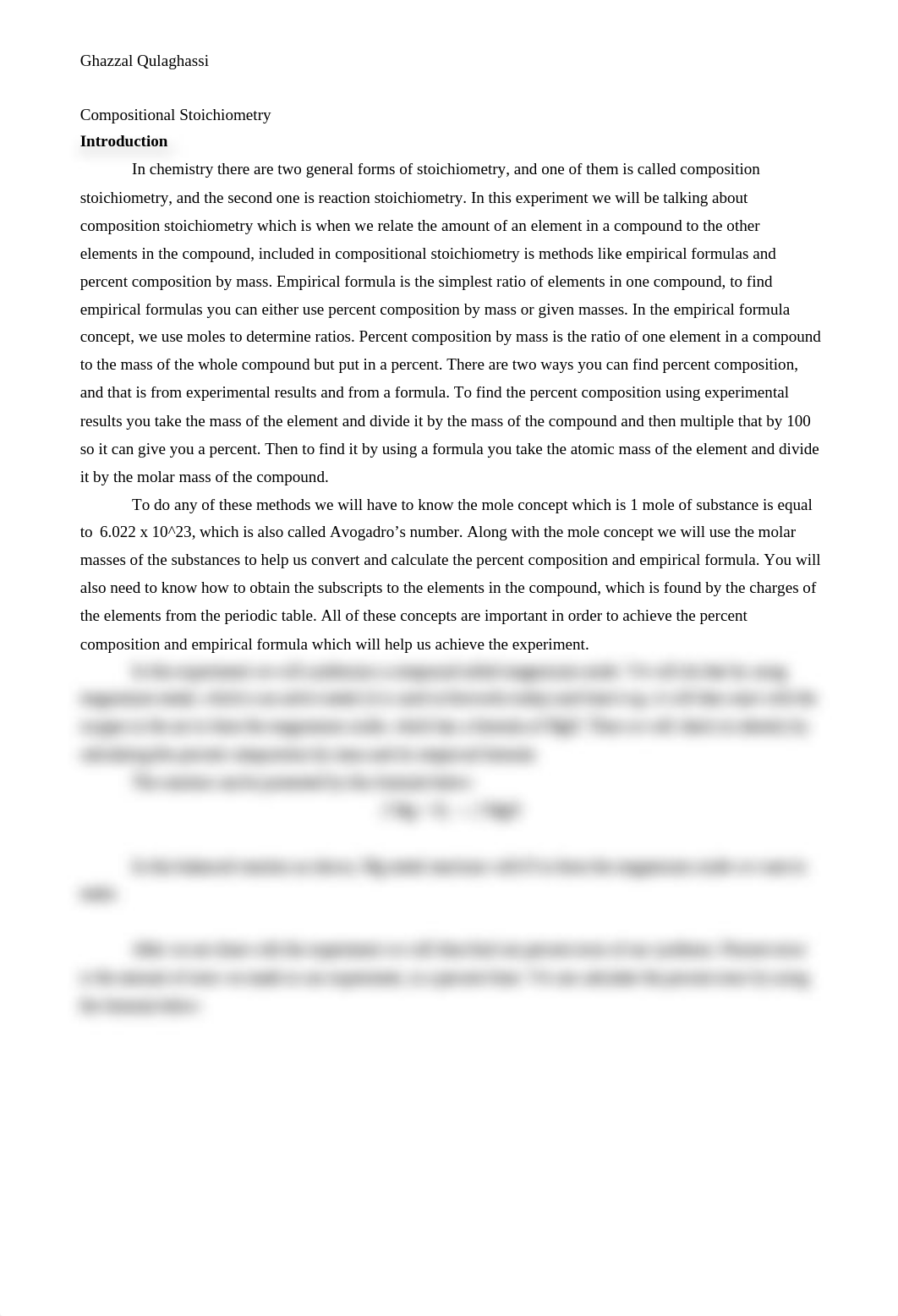 Compositional Stoichiometry- Chem 1411 Lab Report.docx_d4id427d91w_page1