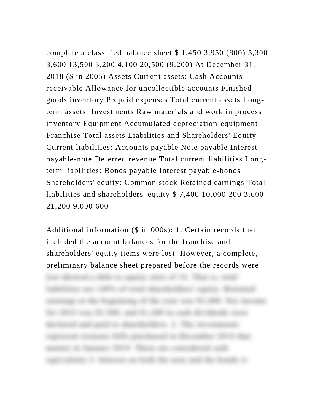 complete a classified balance sheet $ 1,450 3,950 (800) 5,300 3,600 .docx_d4jpe7j5coj_page2