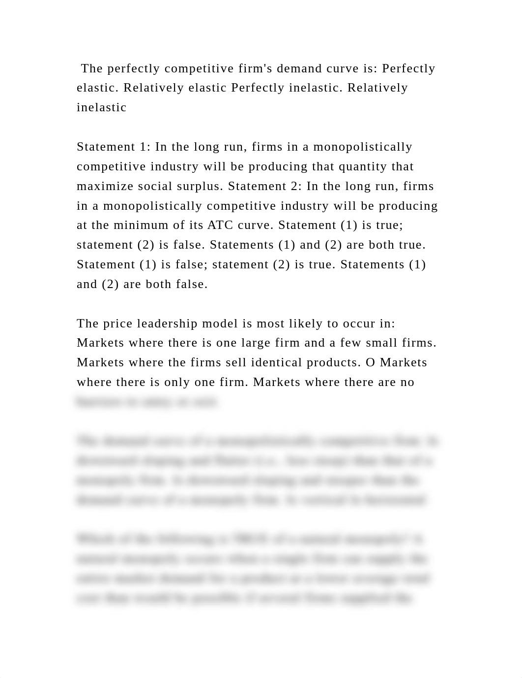 The perfectly competitive firms demand curve is Perfectly elastic. .docx_d4jrfez7f2q_page2