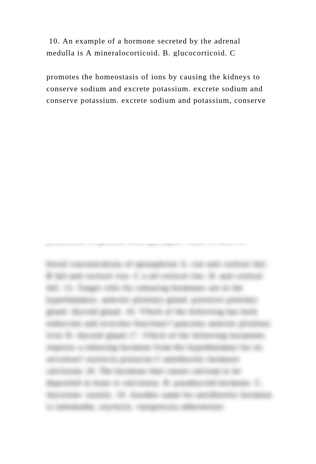 10. An example of a hormone secreted by the adrenal medulla is A mine.docx_d4kbfiga1nd_page2