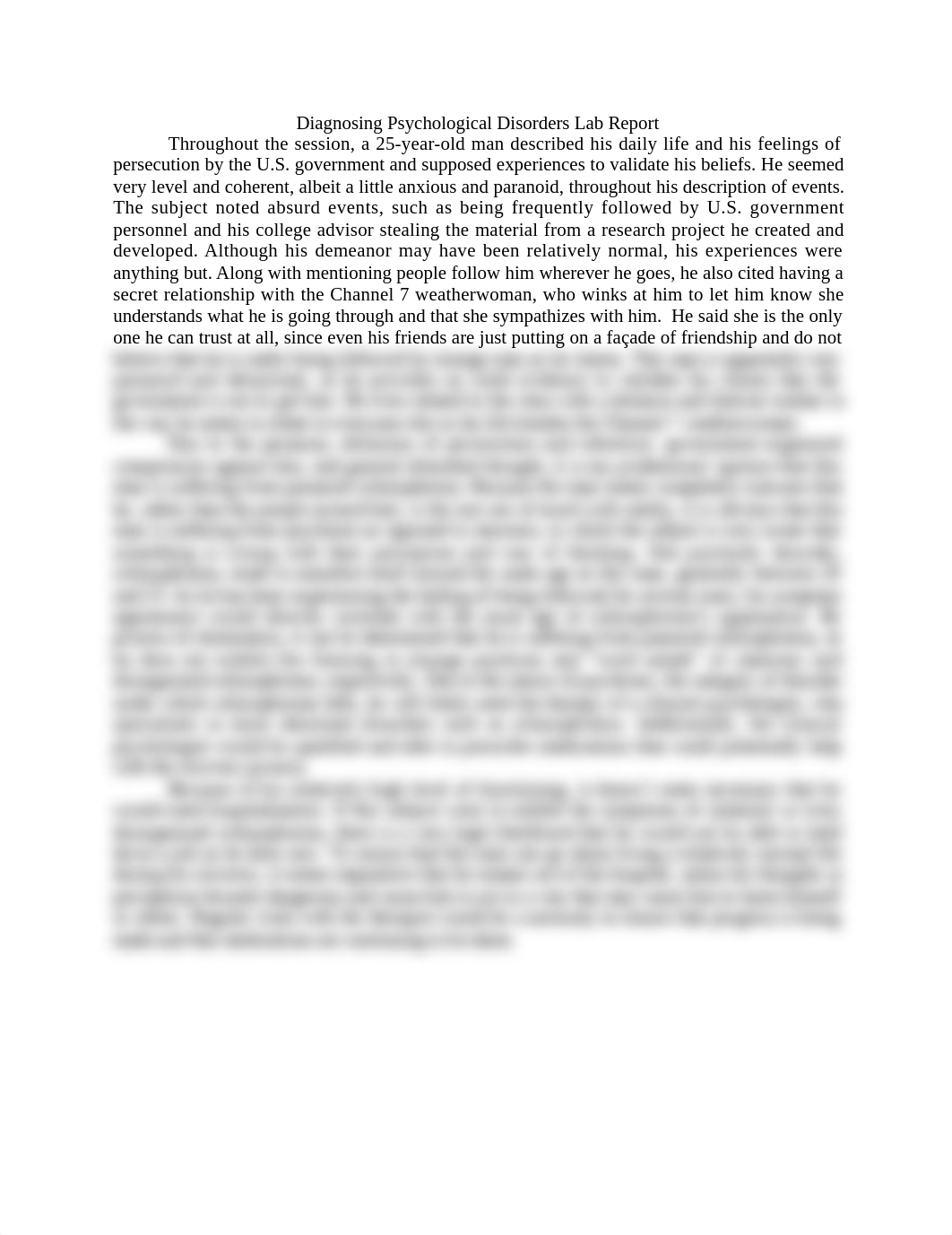 Lab Report 5 Diagnosing Psychological Disorders Lab Report_d4kwvtwuqmh_page1