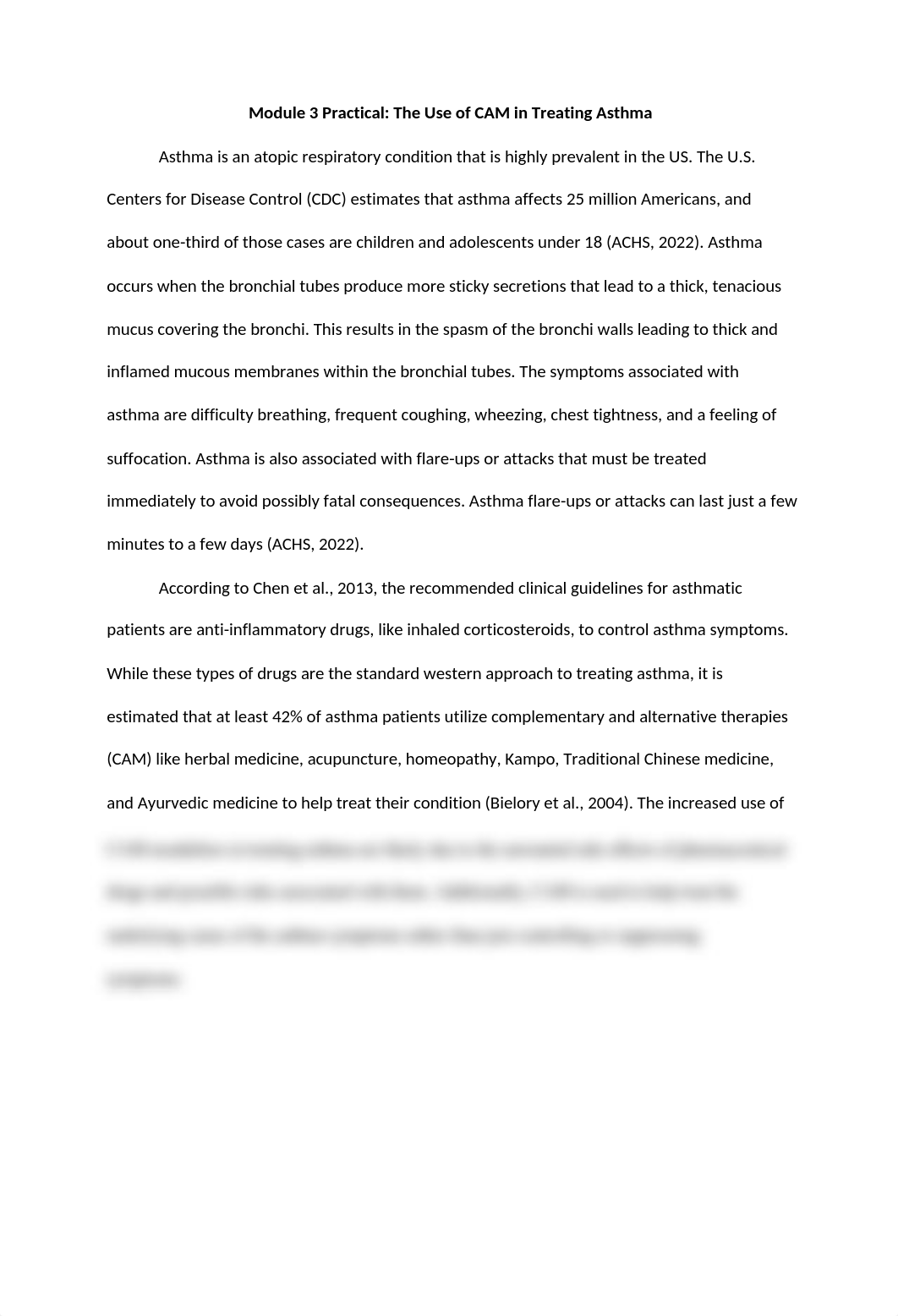 Module 3 Practical - The Use of CAM in Treating Asthma.docx_d4lj8nv9cww_page1