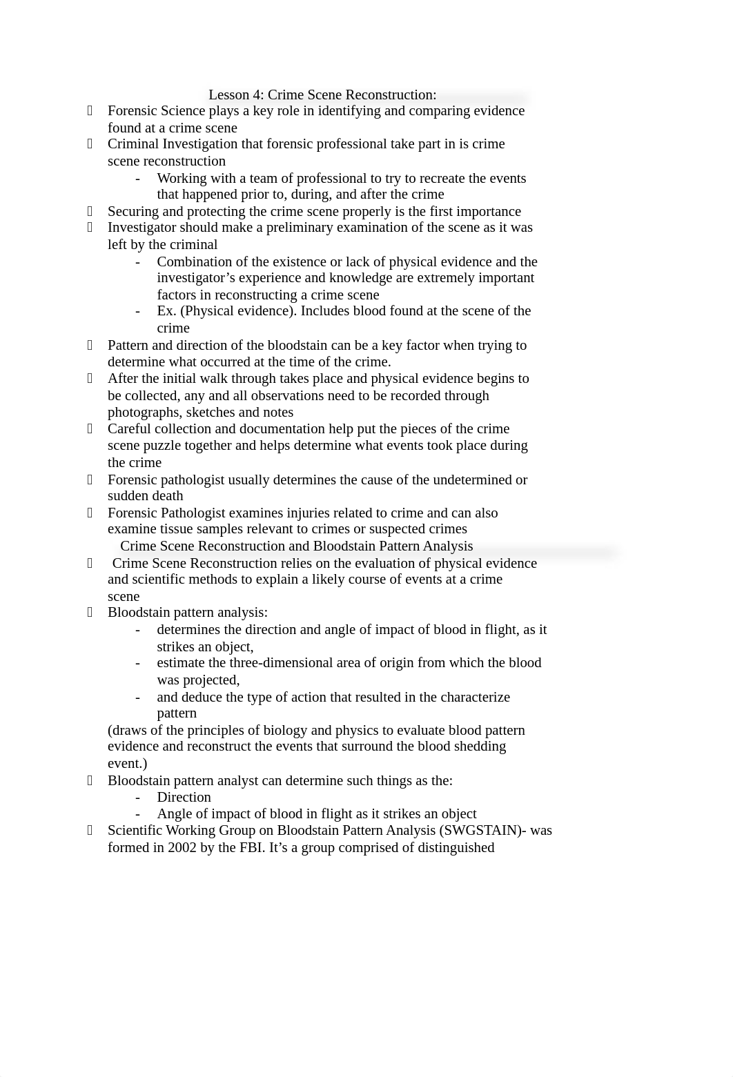 Lesson 4 Crime Scene Roconstruction and Death Investigation ( Notes) .docx_d4lodvtpcow_page1