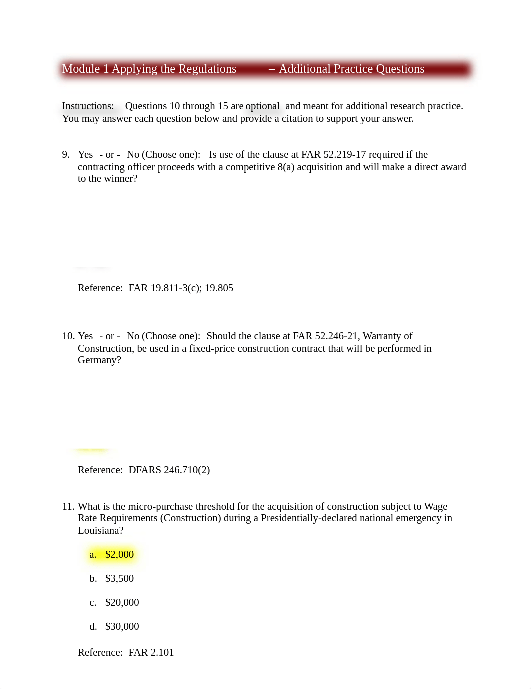 Module 1 Applying the Regulations - Additional Practice Questions.pdf_d4m6l2frkkp_page1