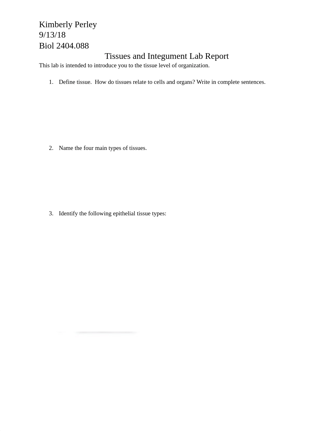 Tissue and Integument Lab Report kperley-1537489229000.pdf_d4moqjkdto2_page1