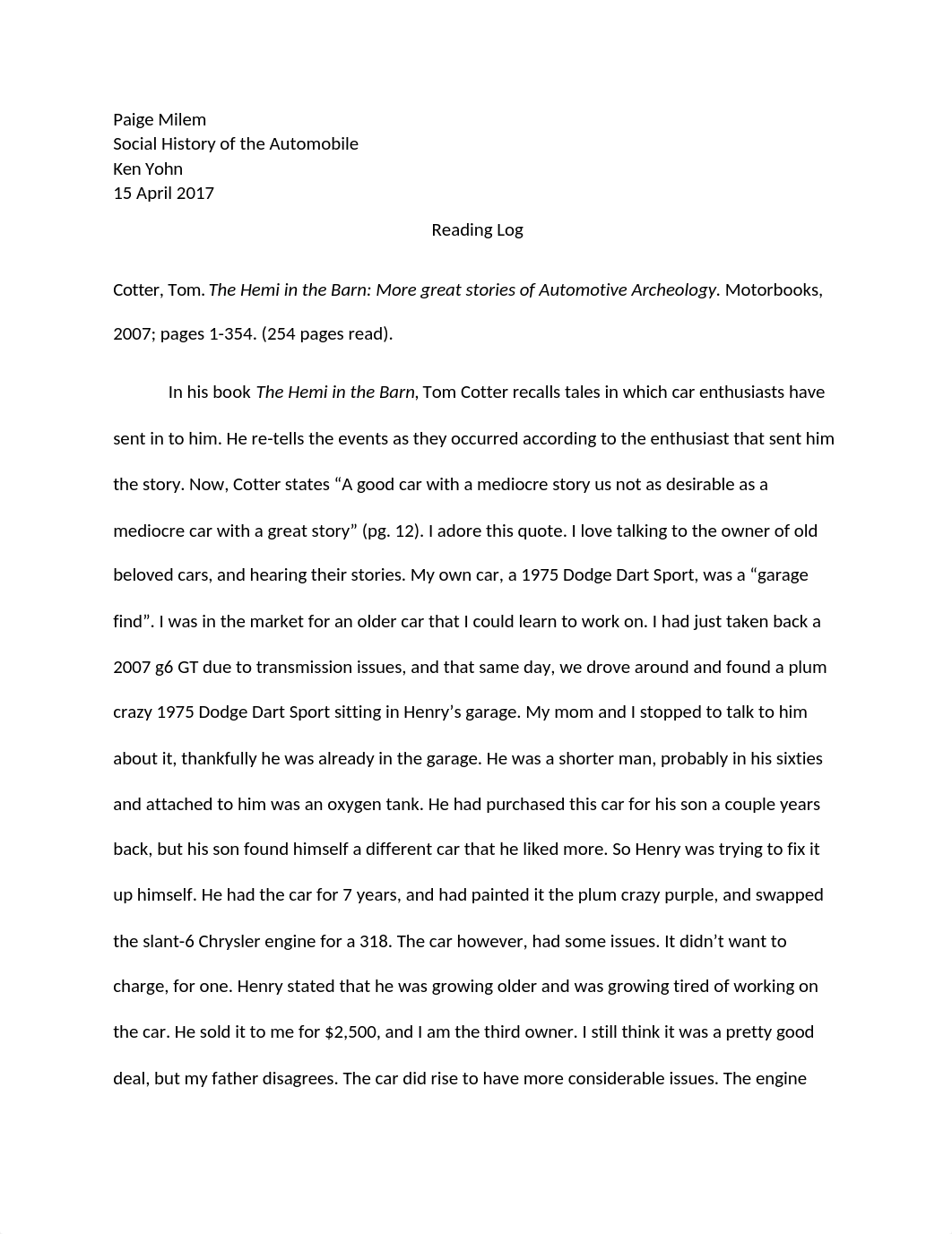 Social History of the Automobile Reading Log.docx_d4nrwnwsadv_page1