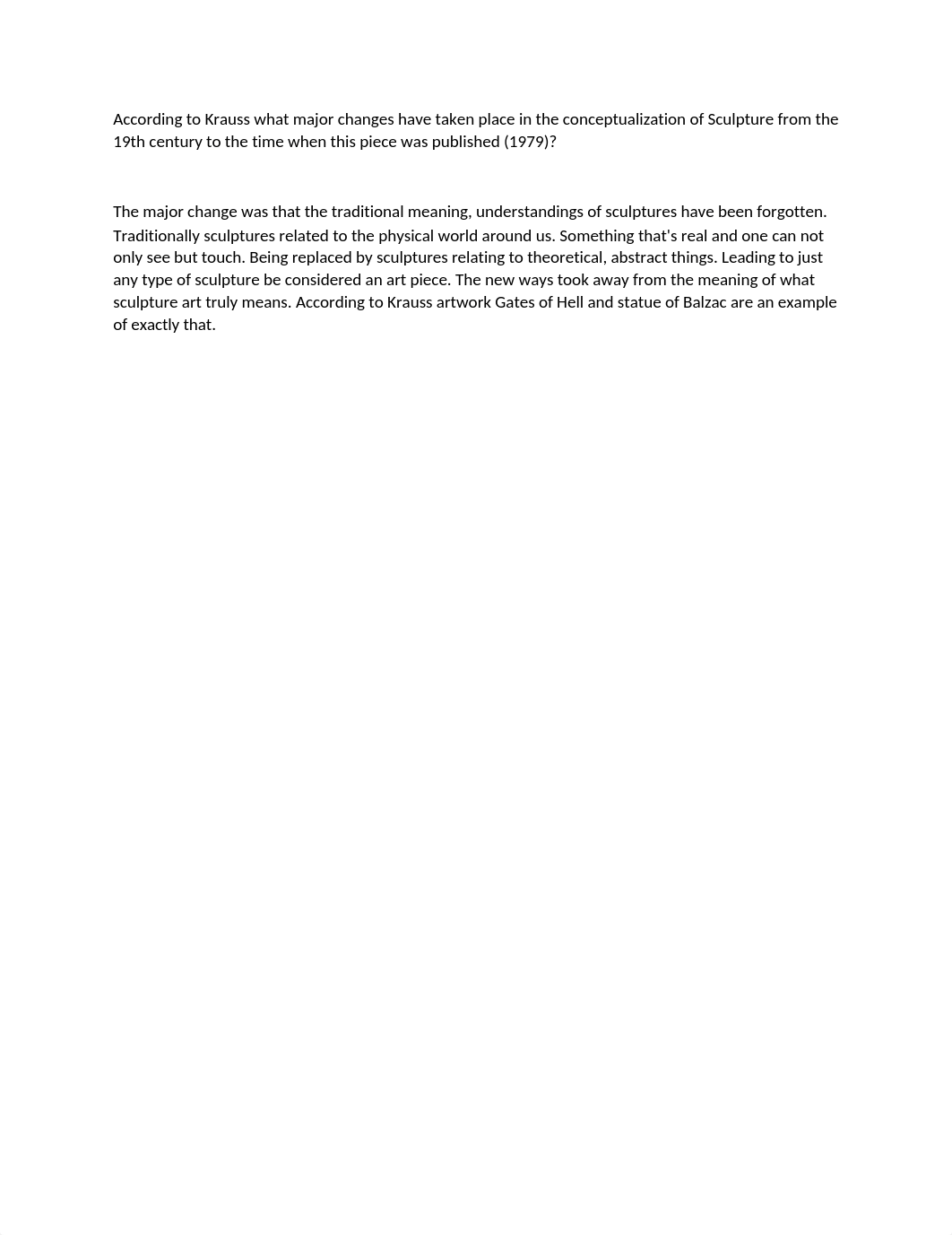 According to Krauss what major changes have taken place in the conceptualization of Sculpture from t_d4ovk5bkwme_page1