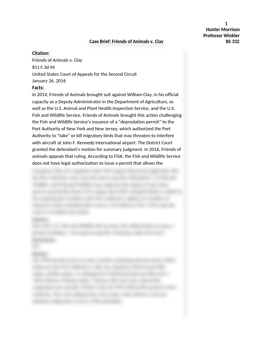 Ch. 45 Case Brief Friends of Animals v. Clay BS 332.docx_d4pq1uxhj27_page1