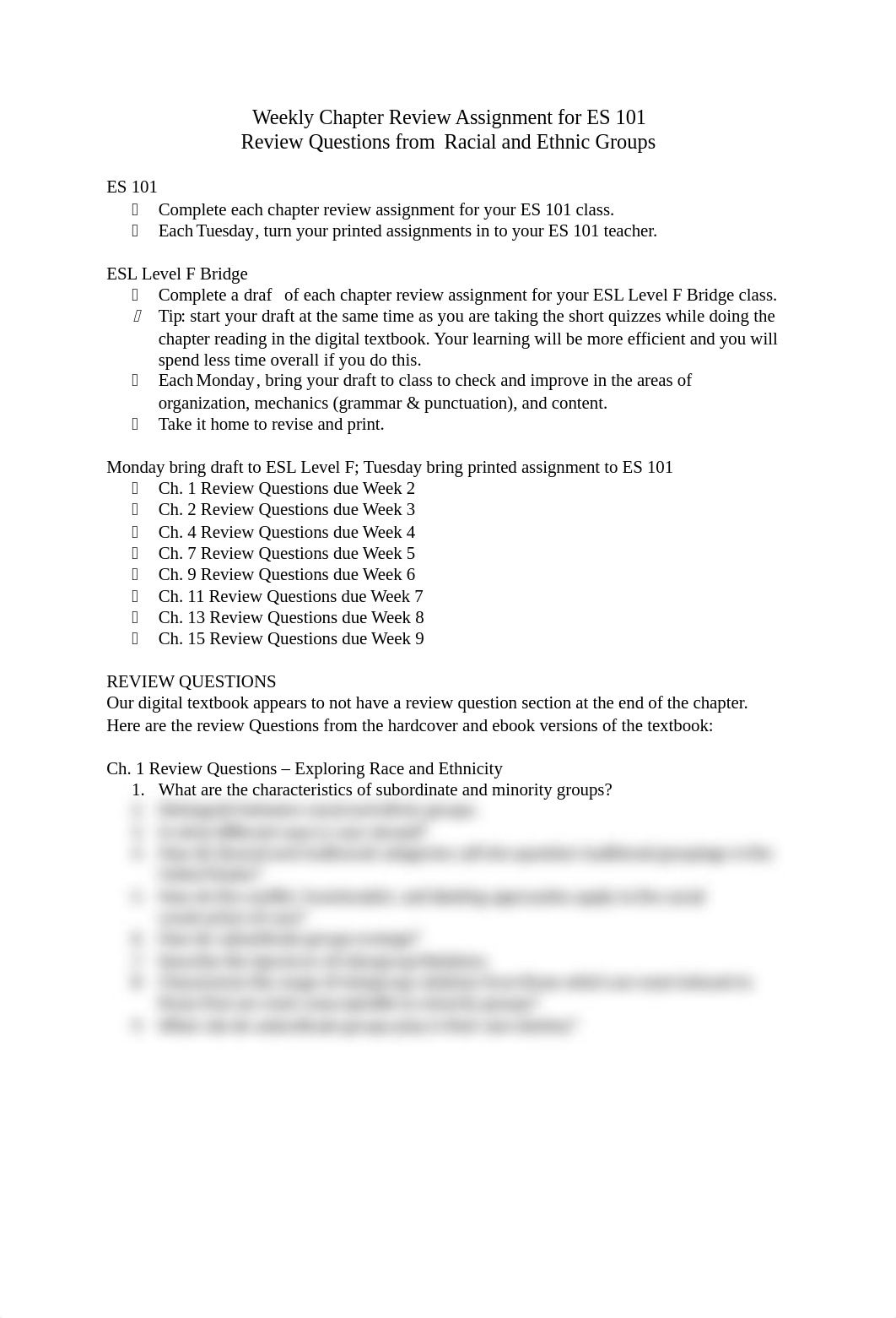 Weekly Chapter Review Assignment ES 101_ESL Level F Bridge.docx_d4pws9i5dza_page1