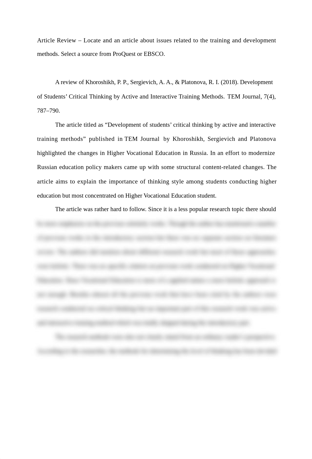 Article Review - Locate and an article about issues related to the training and development methods._d4pzz080g6i_page1