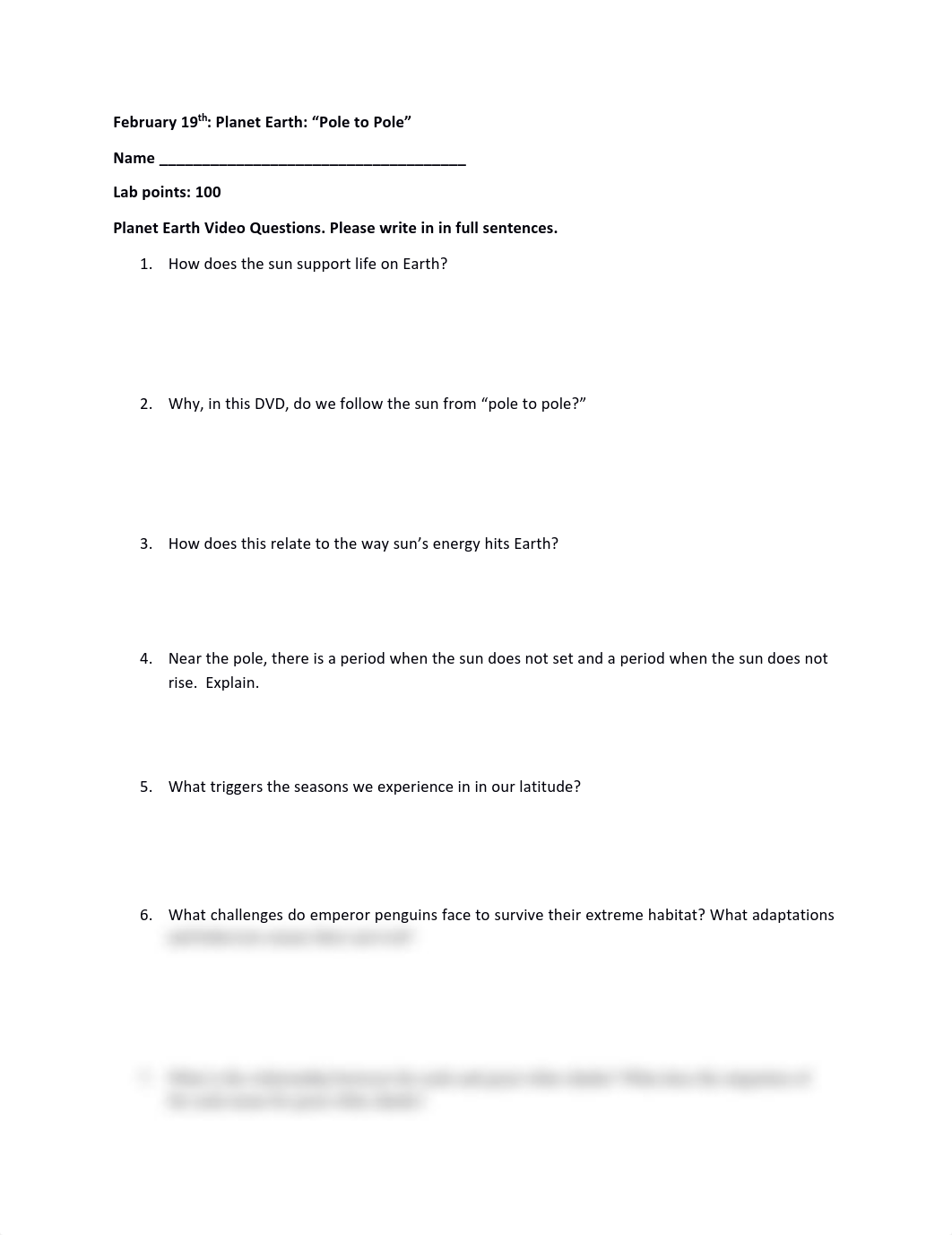 Planet Earth Pole to Pole Questions.pdf_d4qchekjf2r_page1