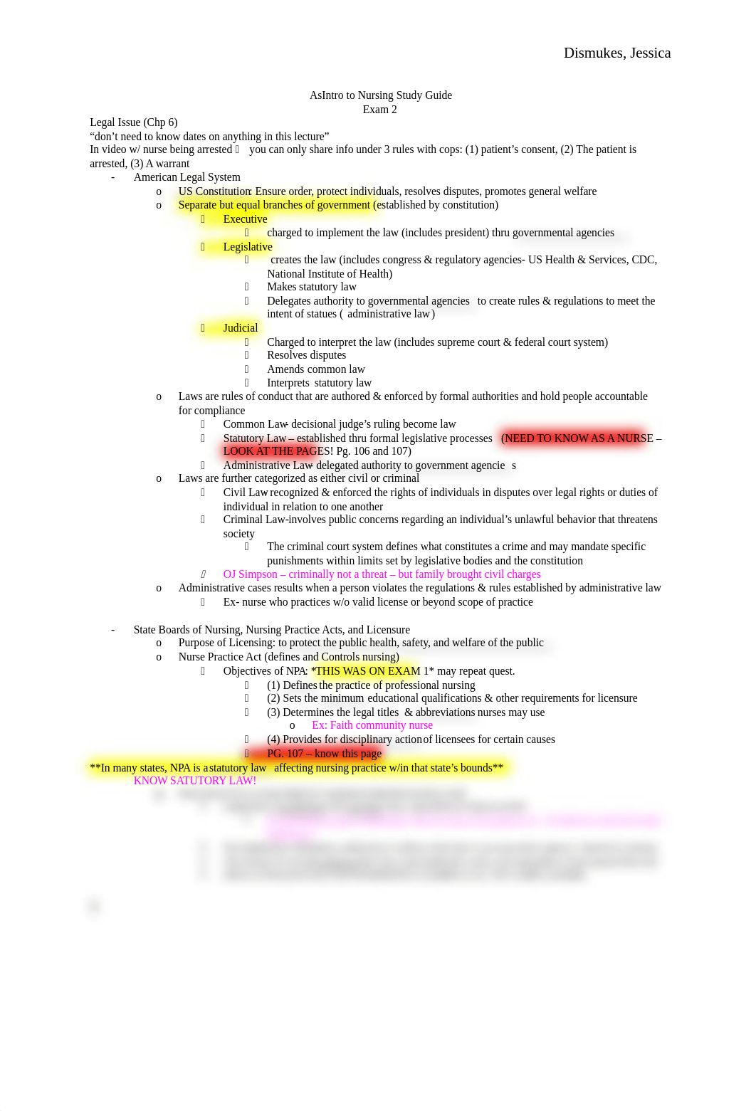 Intro to Nursing Study Guide- Exam 2.docx_d4r1xw45n6z_page1