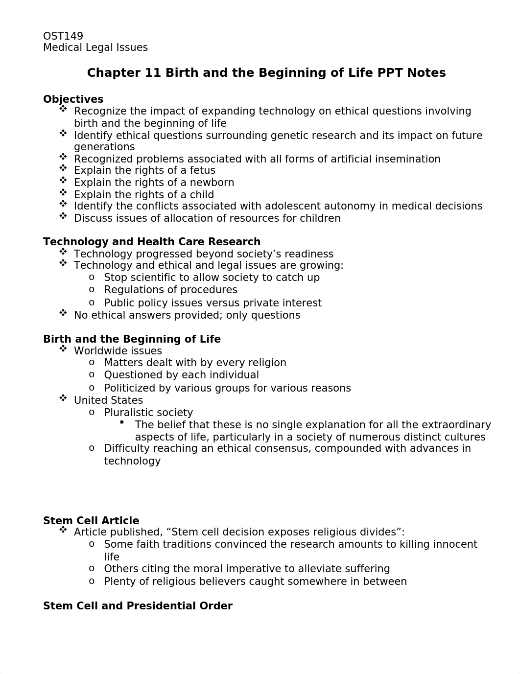 Chapter 11 Birth and the Beginning of Life PPT Notes.docx_d4r7sus6tg3_page1