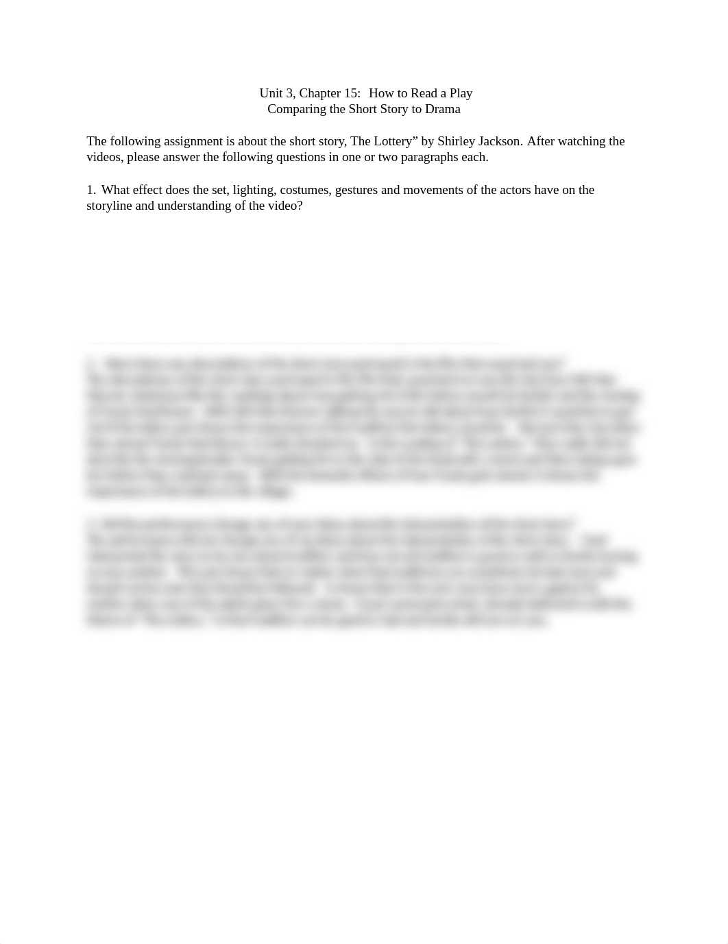 Unit 3 Chapter 15 How to Read a Play Comparing the Short Story to Drama.doc_d4rlwy69yd6_page1