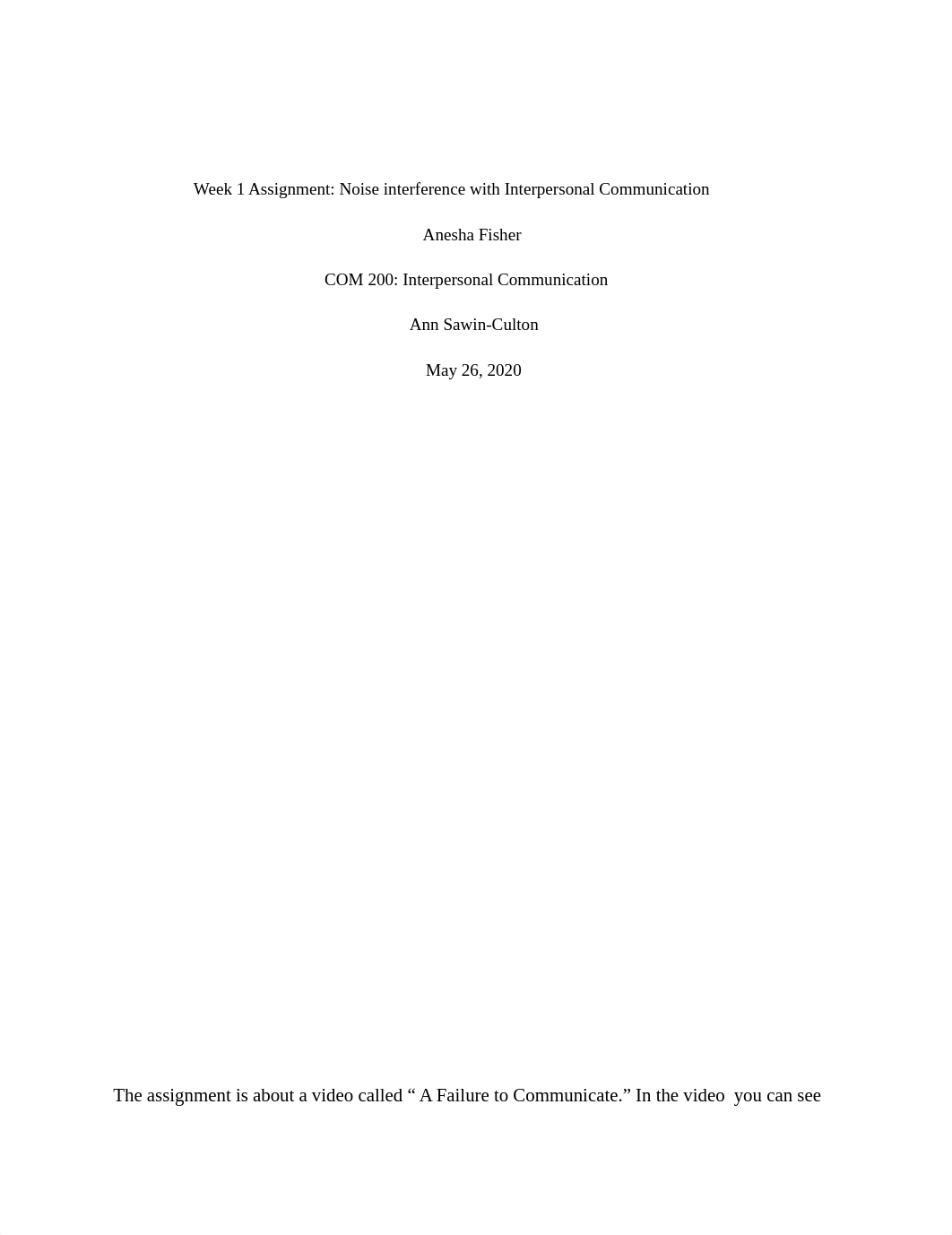 Week 1 Assignment_ Noise interference with Interpersonal Communication.docx_d4rnde2r567_page1