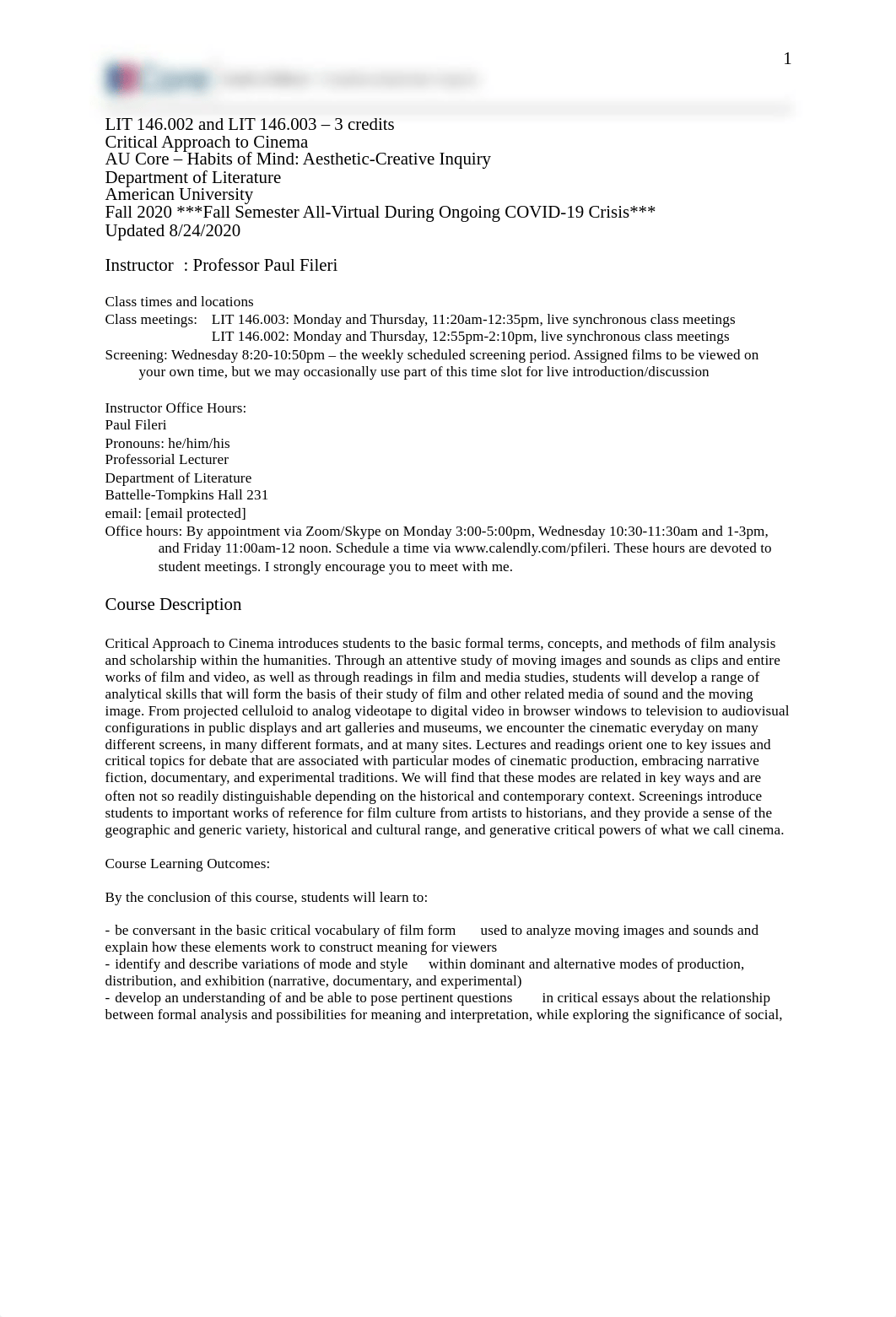 Paul Fileri - Lit 146-002 and Lit 146-003 Critical Approach to Cinema AU Fall 2020 course syllabus 8_d4rr6wxxuqr_page1