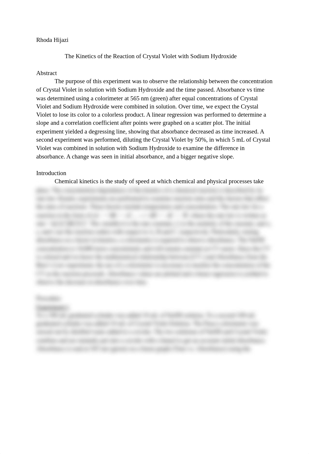 Rhoda Hijazi- Kinetics of Crystal Violet.pdf_d4se6bzbd5h_page1