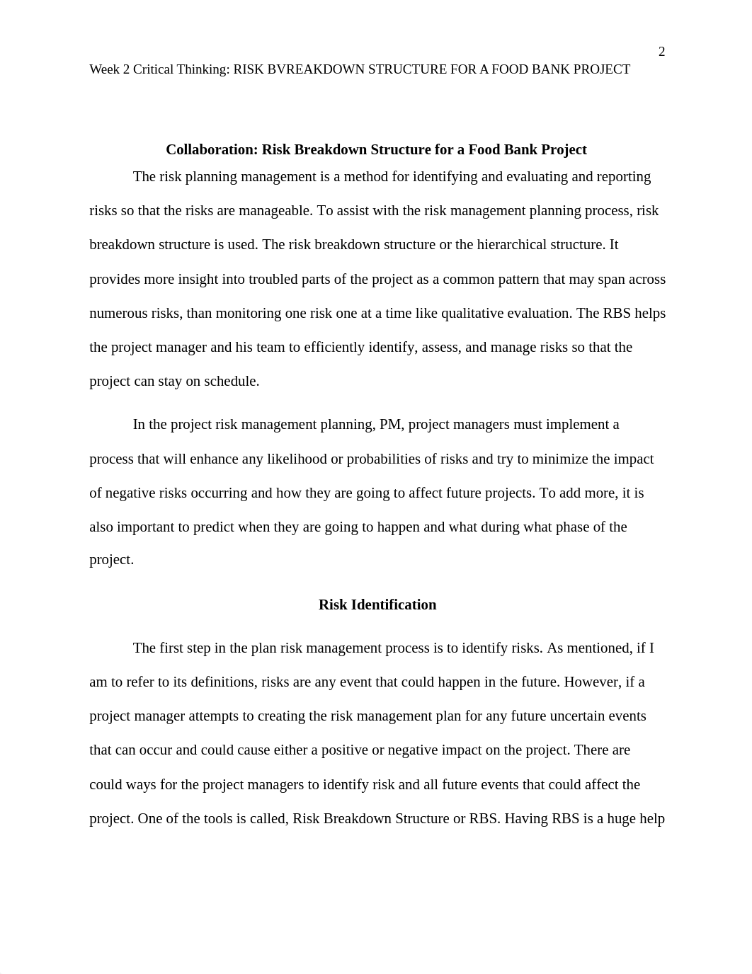 PJM410 Risk Breakdown Structure for a Food Bank Project correction.docx_d4shblid97h_page2