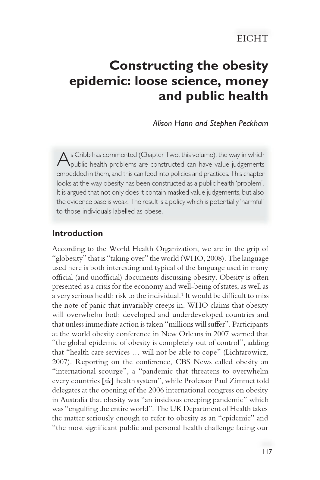 Week 8 - Hann & Peckham - Constructing the obesity epidemic.pdf_d4sjeqo06ny_page1