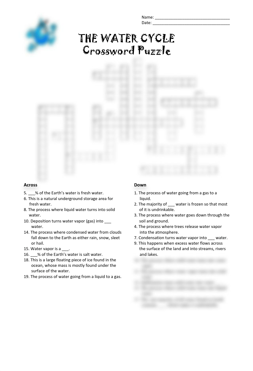 13 - The Water Cycle - Crossword_d4tlnmlygey_page1