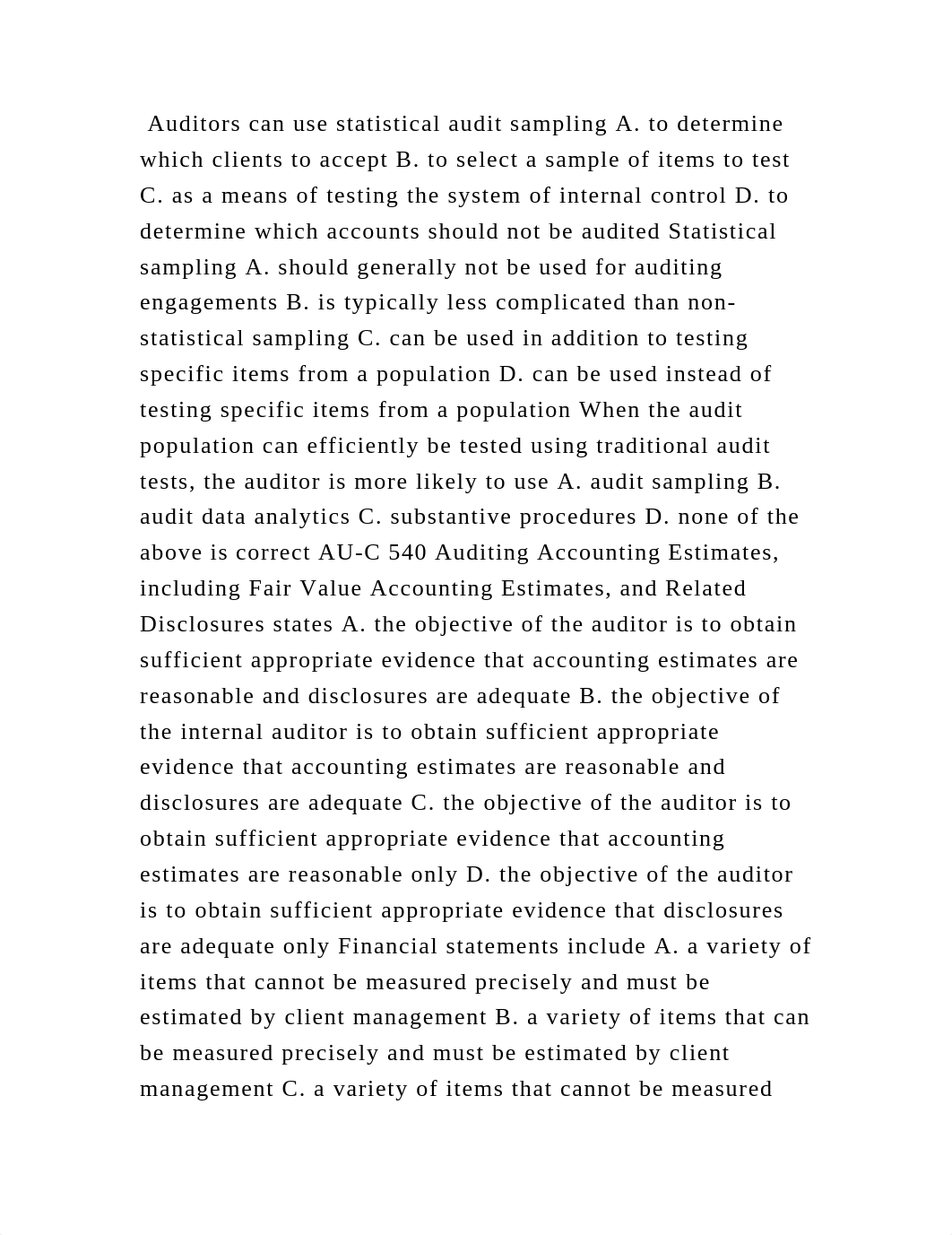 Auditors can use statistical audit sampling A. to determine which cli.docx_d4tptrwyfjg_page2