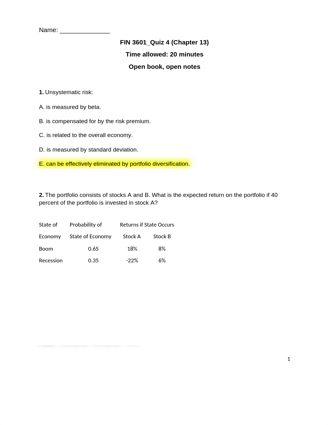 Answer_FIN 3601_Quiz 4 (Spring 2019, Chapter 13).docx_d4ttygbcea0_page1