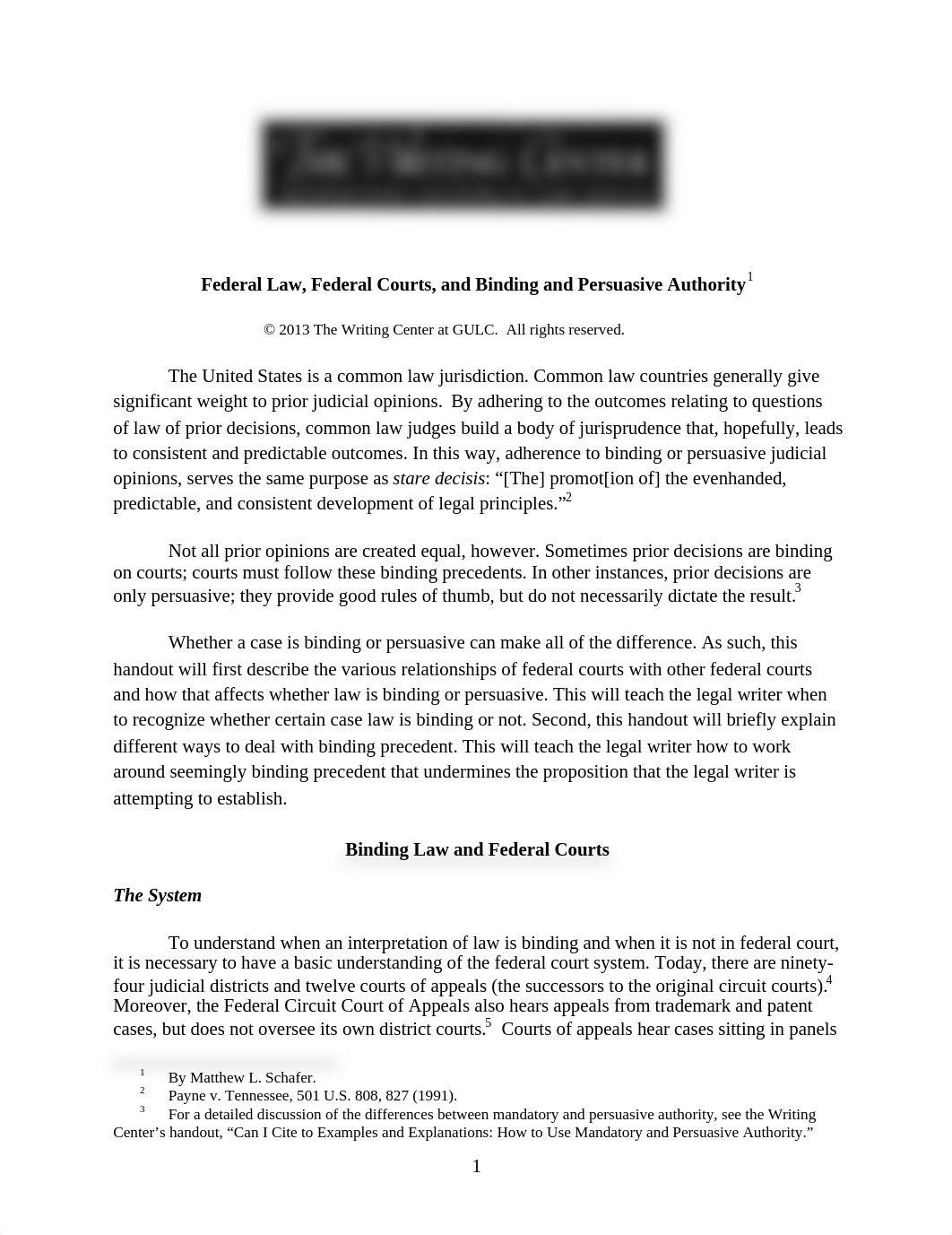 FEDERAL LAW, FEDERAL COURTS, and BINDING and PERSUASIVE AUTHORITY [The Writing Center (GULC)].docx_d4twigzzsnm_page1