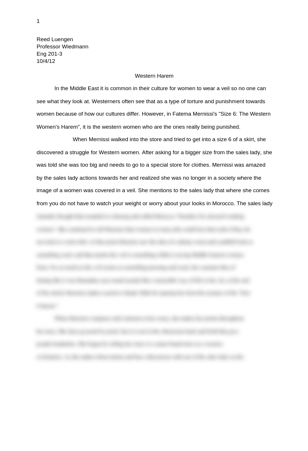 Compare and contrast essay by mernissi: Western Harem_d4ubc2qyykw_page1