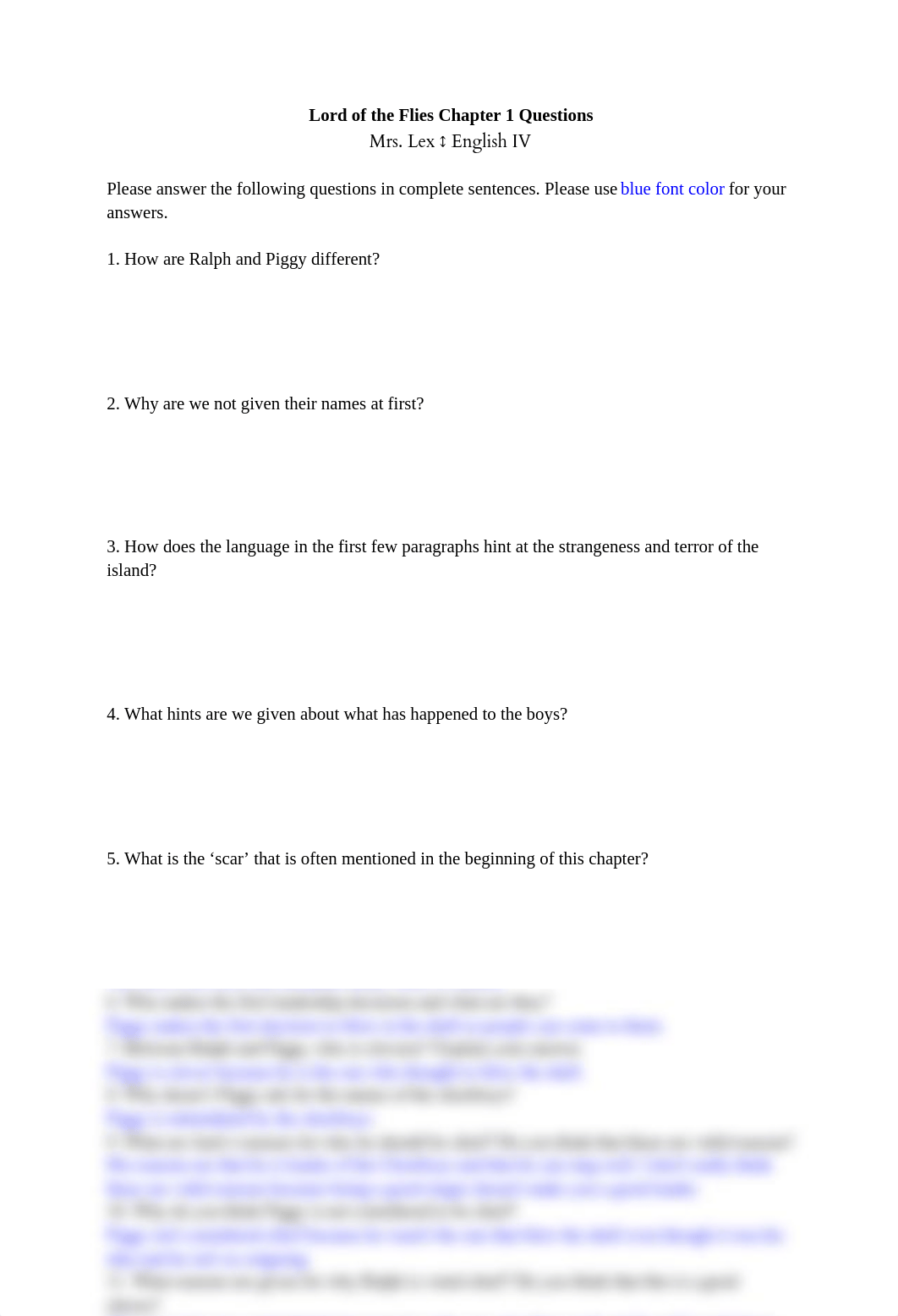 Chaz White-Crocker - 4 Lord of the Flies Chapter 1 Questions_d4uoepm7mv4_page1