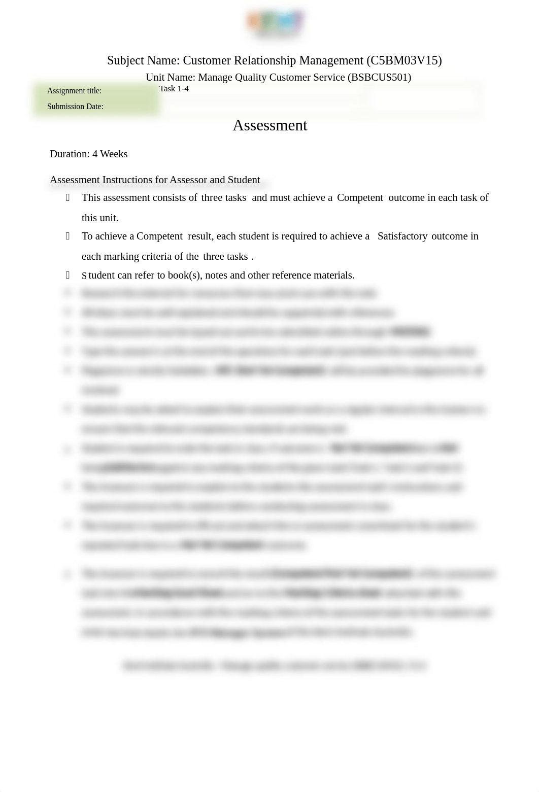 Assessment- BSBCUS501 Manage quality customer service 04.01.16.docx_d4uw6zi19yl_page2