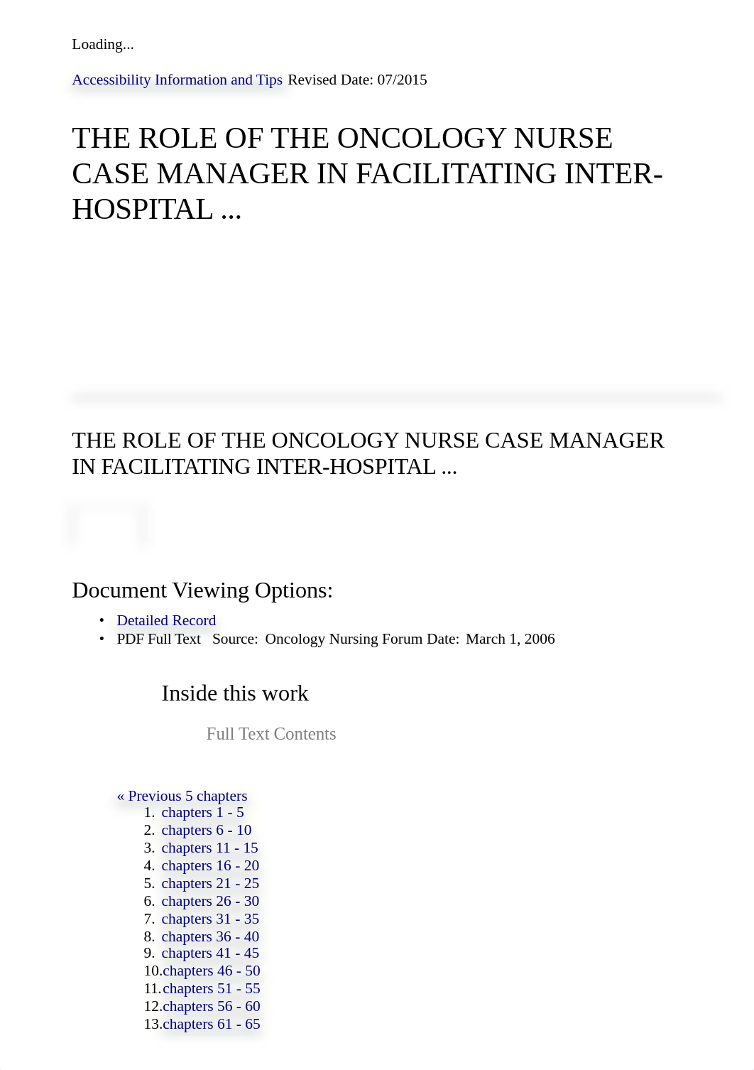 THE ROLE OF THE ONCOLOGY NURSE CASE MANAGER IN FACILITATING INTER-HOSPITAL ...  EBSCOhost.htm_d4vegtqqxfu_page1